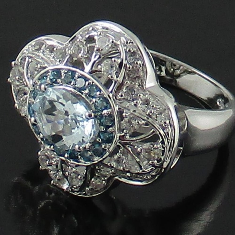Victoria Wieck 1.85ct Aquamarine & Gemstone Ring - Picture 3 of 7